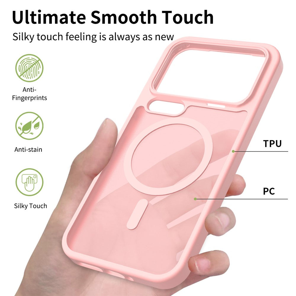 For Xiaomi 17 Pro Max Magnetic Case TPU Frame Acrylic Back Phone Cover Skin Touch - Pink