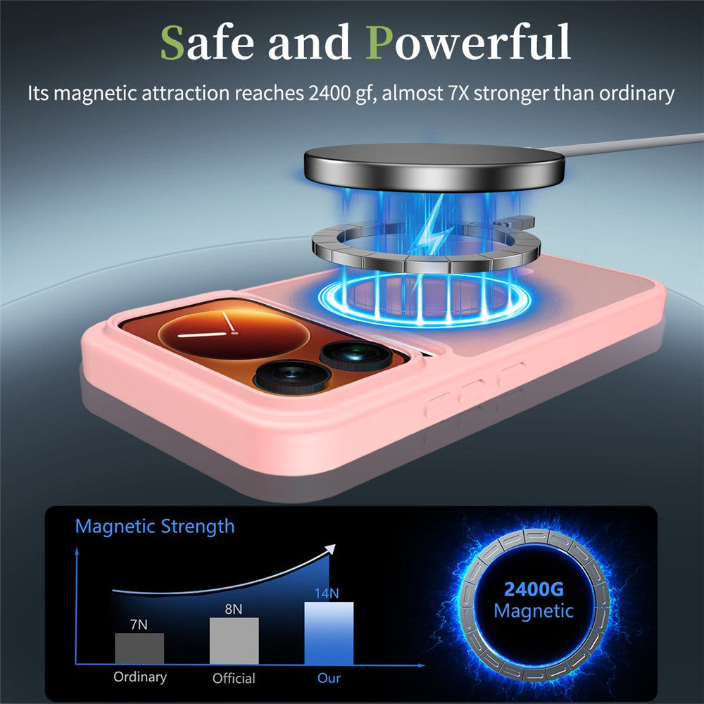 For Xiaomi 17 Pro Max Magnetic Case TPU Frame Acrylic Back Phone Cover Skin Touch - Pink