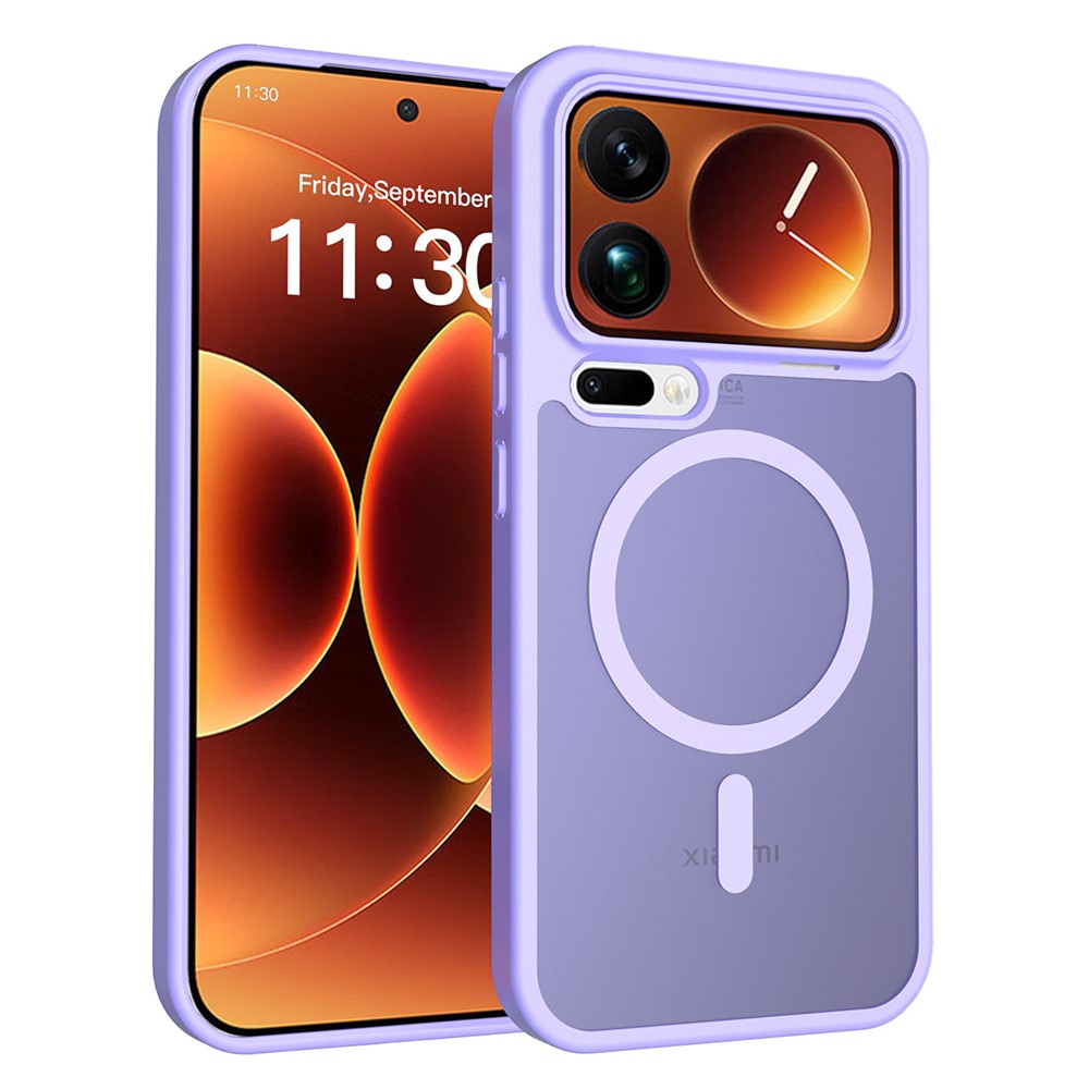 For Xiaomi 17 Pro Max Magnetic Case TPU Frame Acrylic Back Phone Cover Skin Touch - Purple