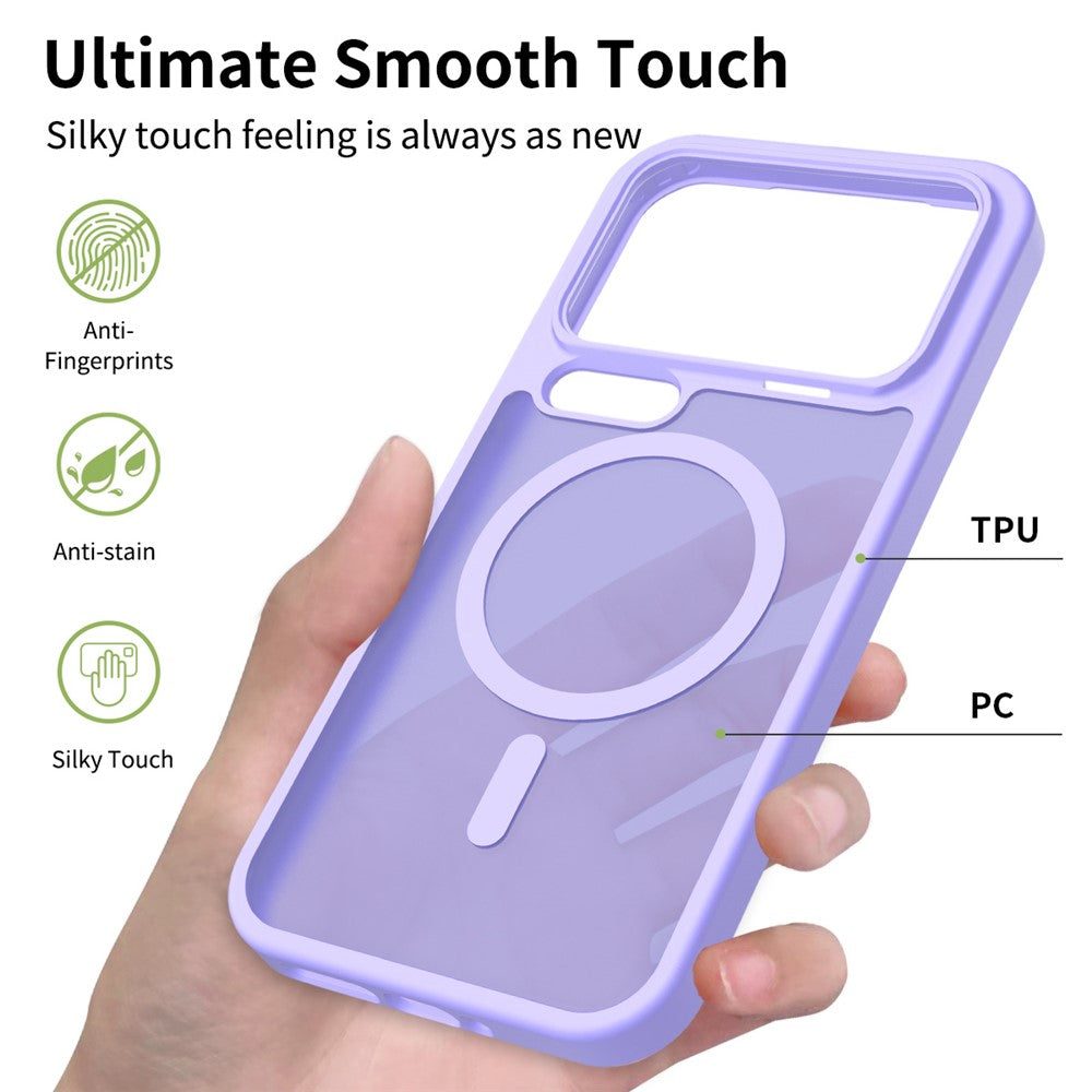 For Xiaomi 17 Pro Max Magnetic Case TPU Frame Acrylic Back Phone Cover Skin Touch - Purple
