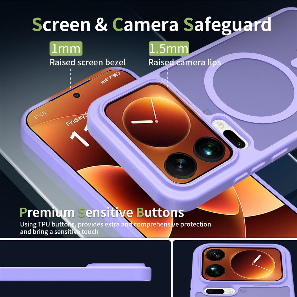 For Xiaomi 17 Pro Max Magnetic Case TPU Frame Acrylic Back Phone Cover Skin Touch - Purple