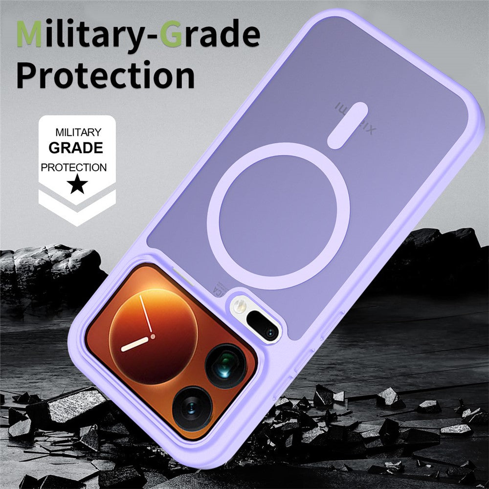For Xiaomi 17 Pro Max Magnetic Case TPU Frame Acrylic Back Phone Cover Skin Touch - Purple