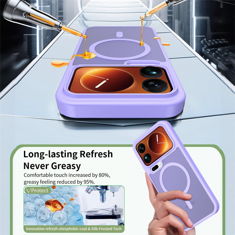 For Xiaomi 17 Pro Max Magnetic Case TPU Frame Acrylic Back Phone Cover Skin Touch - Purple
