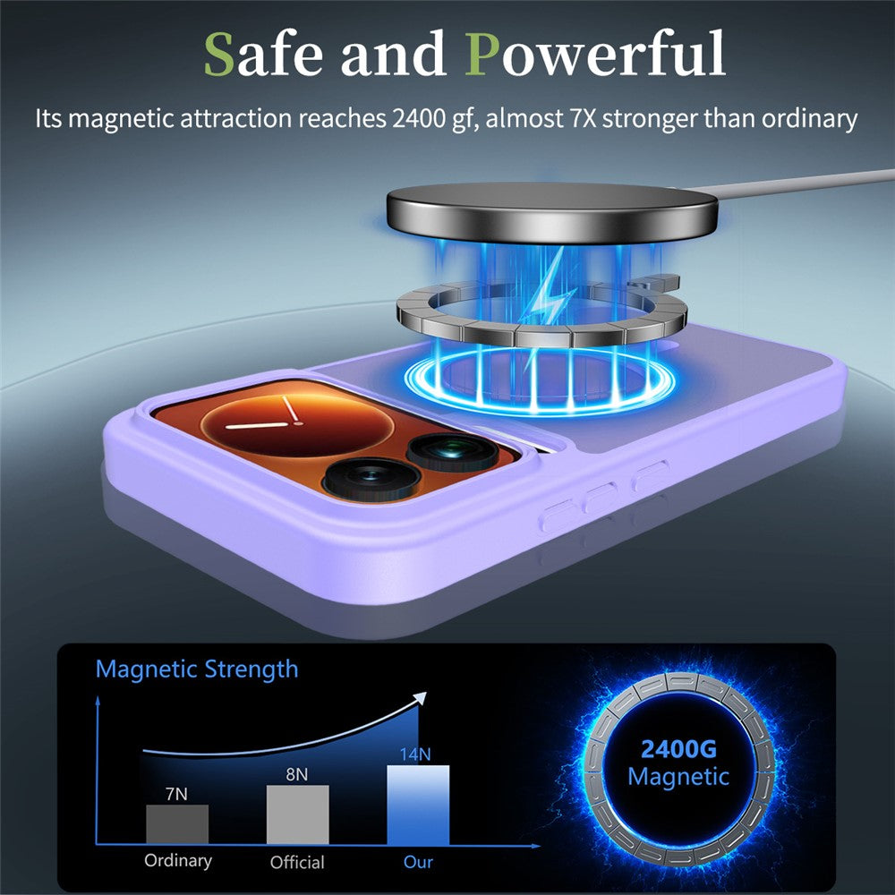 For Xiaomi 17 Pro Max Magnetic Case TPU Frame Acrylic Back Phone Cover Skin Touch - Purple