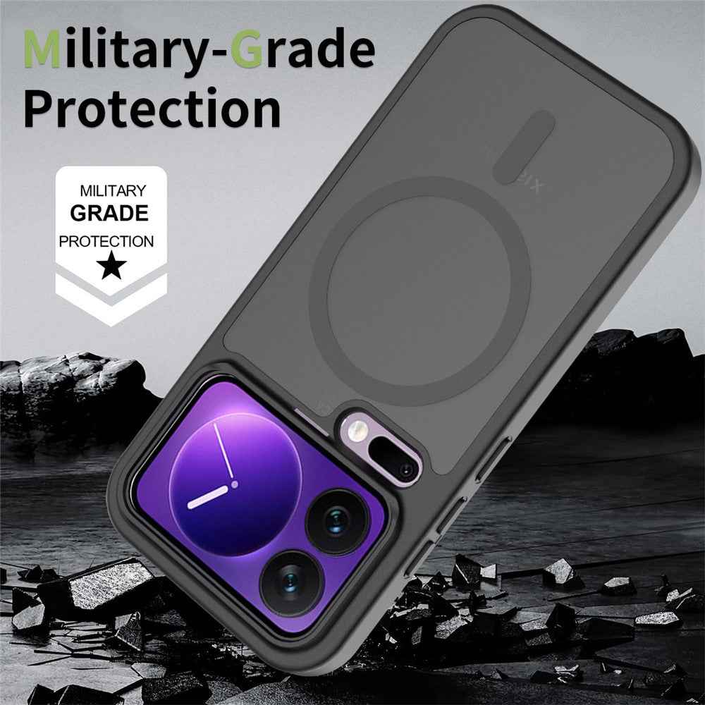For Xiaomi 17 Pro Magnetic Case TPU Frame Acrylic Back Phone Cover Skin Touch - Black
