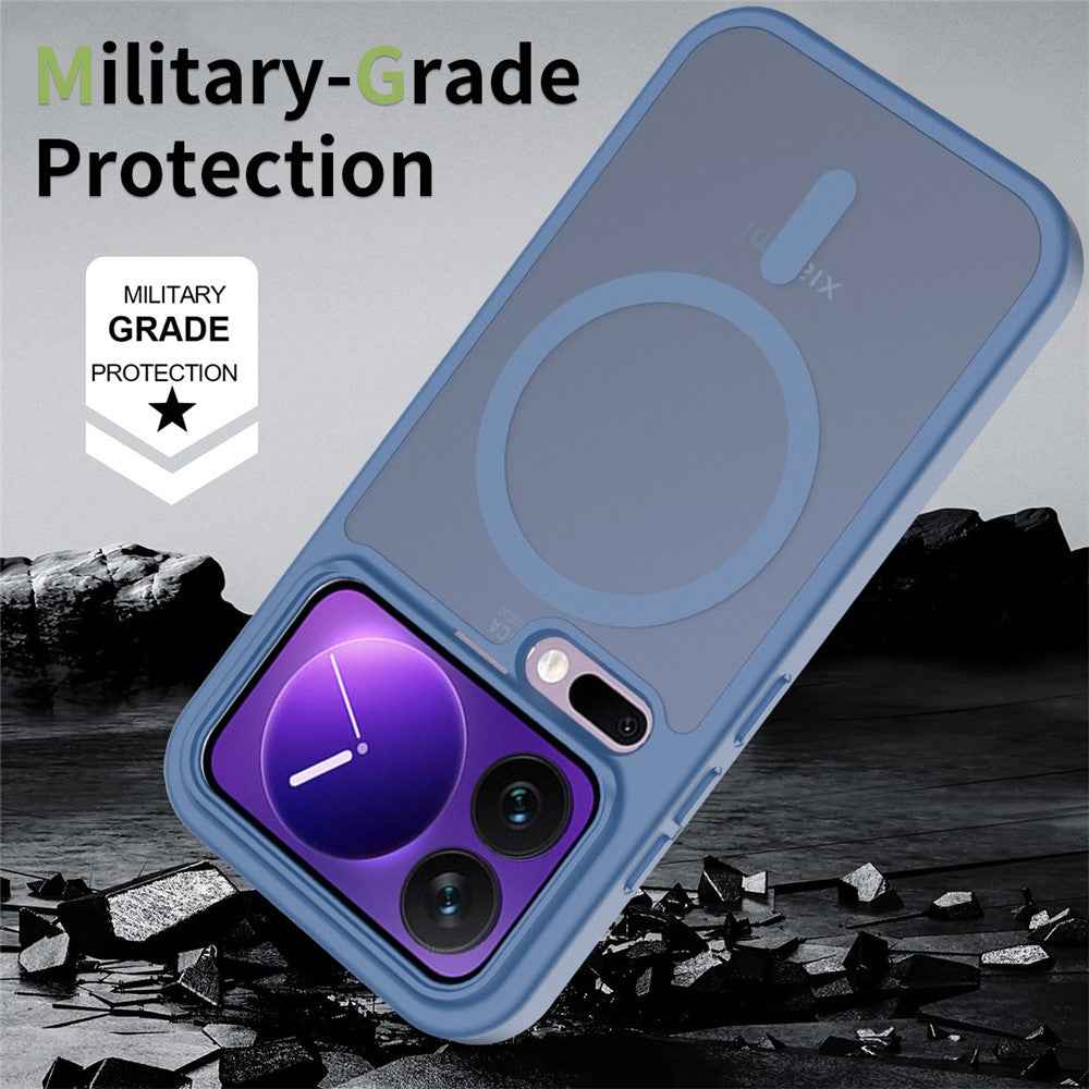 For Xiaomi 17 Pro Magnetic Case TPU Frame Acrylic Back Phone Cover Skin Touch - Blue