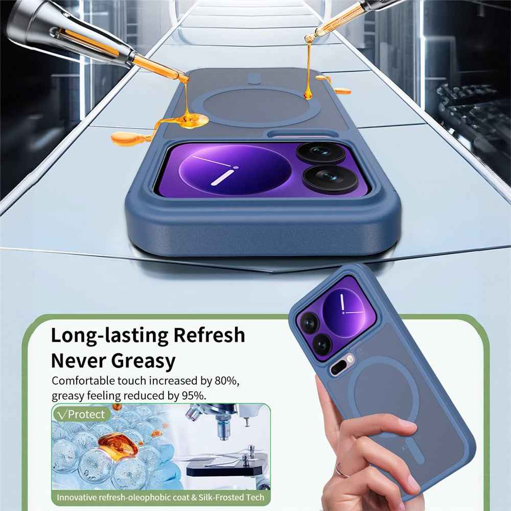 For Xiaomi 17 Pro Magnetic Case TPU Frame Acrylic Back Phone Cover Skin Touch - Blue