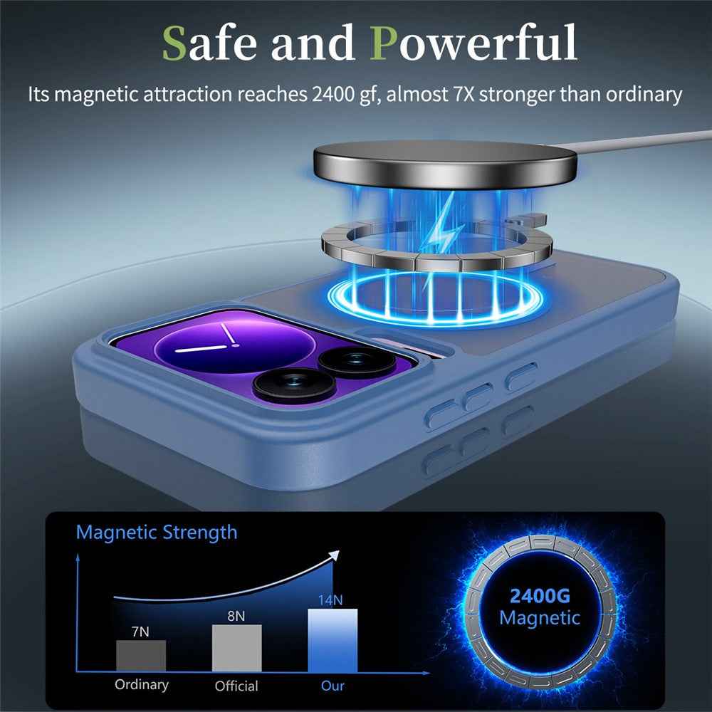 For Xiaomi 17 Pro Magnetic Case TPU Frame Acrylic Back Phone Cover Skin Touch - Blue