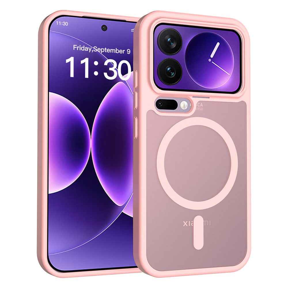 For Xiaomi 17 Pro Magnetic Case TPU Frame Acrylic Back Phone Cover Skin Touch - Pink