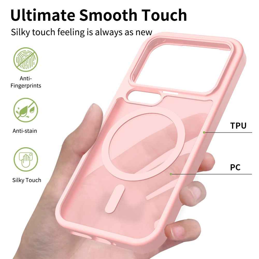 For Xiaomi 17 Pro Magnetic Case TPU Frame Acrylic Back Phone Cover Skin Touch - Pink