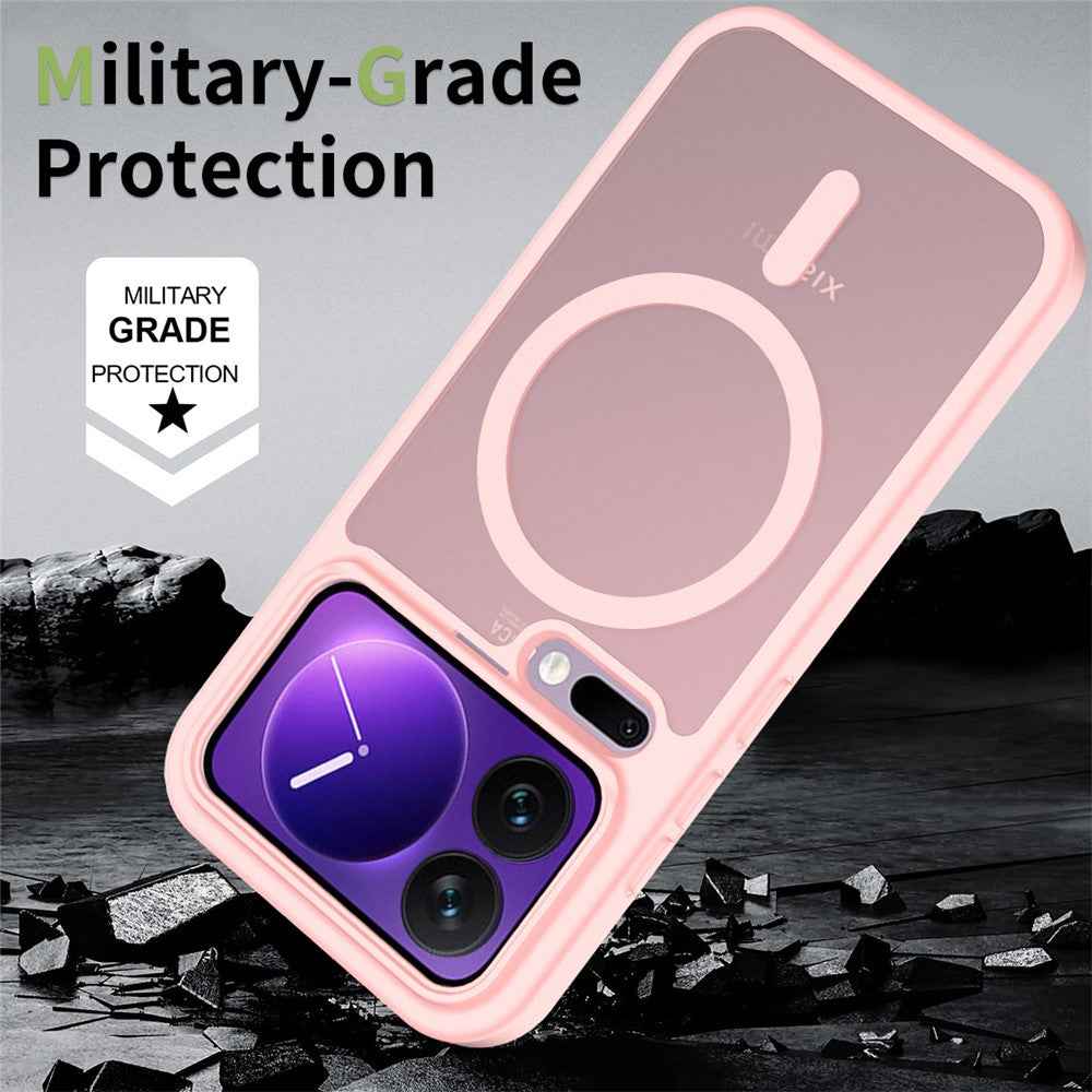 For Xiaomi 17 Pro Magnetic Case TPU Frame Acrylic Back Phone Cover Skin Touch - Pink