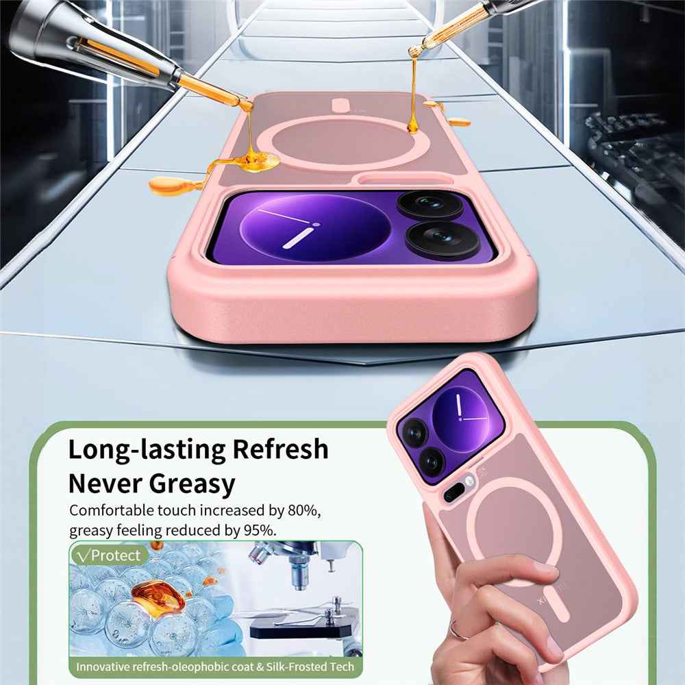 For Xiaomi 17 Pro Magnetic Case TPU Frame Acrylic Back Phone Cover Skin Touch - Pink