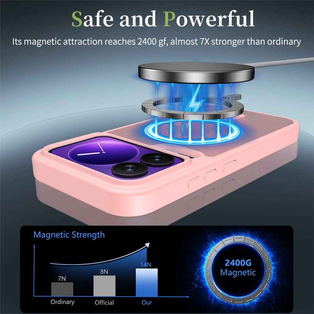 For Xiaomi 17 Pro Magnetic Case TPU Frame Acrylic Back Phone Cover Skin Touch - Pink