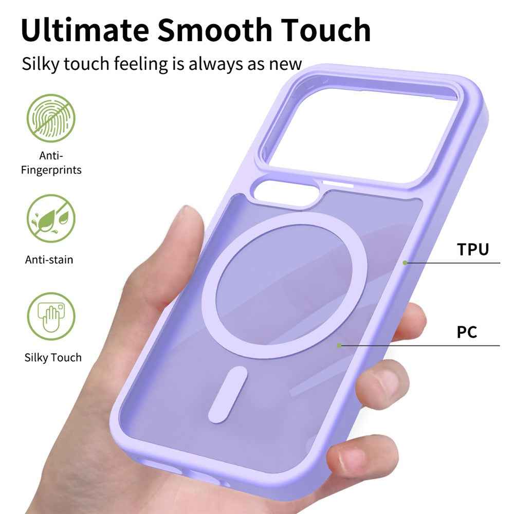 For Xiaomi 17 Pro Magnetic Case TPU Frame Acrylic Back Phone Cover Skin Touch - Purple