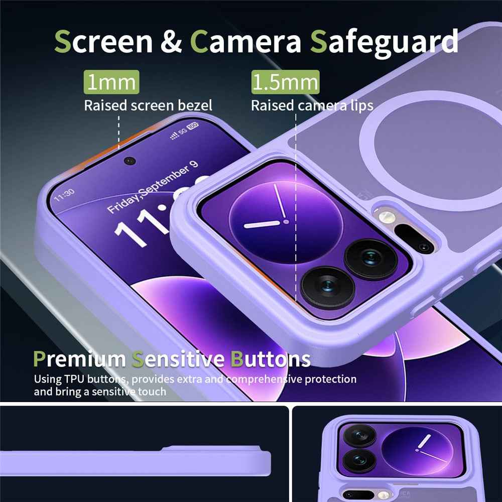 For Xiaomi 17 Pro Magnetic Case TPU Frame Acrylic Back Phone Cover Skin Touch - Purple