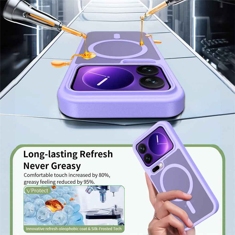 For Xiaomi 17 Pro Magnetic Case TPU Frame Acrylic Back Phone Cover Skin Touch - Purple
