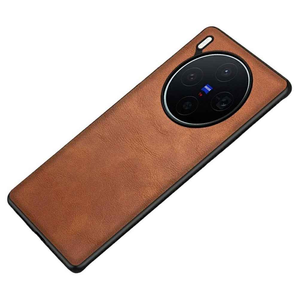 For vivo X300 Pro 5G Case Retro Leather Coated PC + TPU Phone Cover - Brown