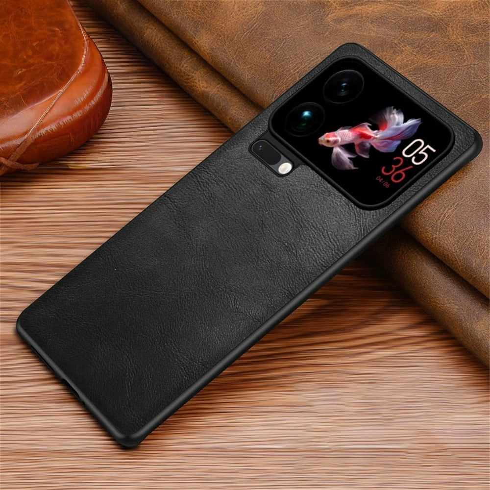 For Xiaomi 17 Pro Max Case Retro Leather Coated PC + TPU Phone Cover - Black