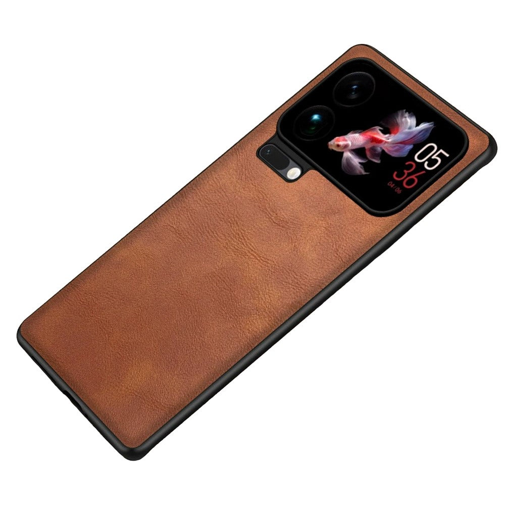 For Xiaomi 17 Pro Max Case Retro Leather Coated PC + TPU Phone Cover - Brown