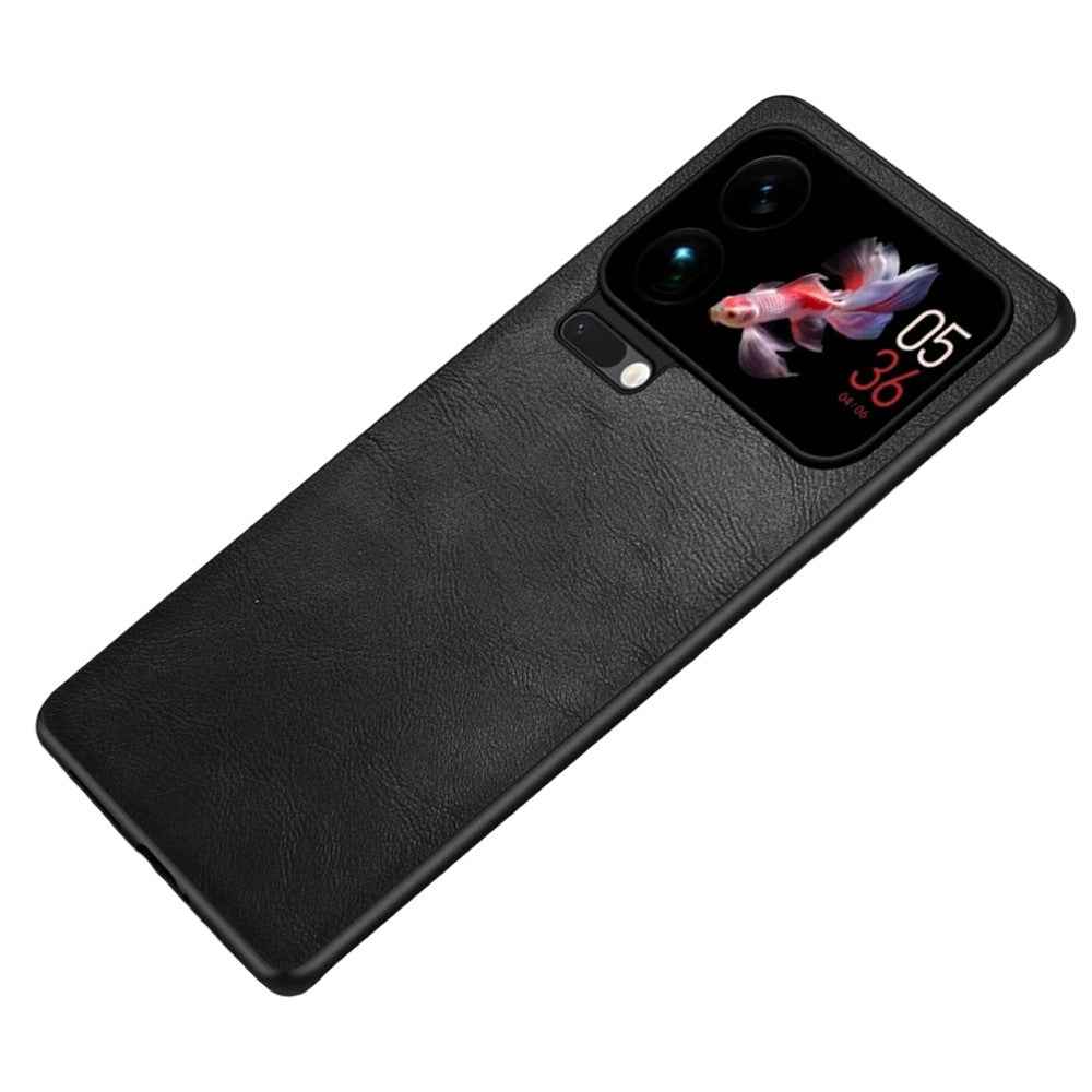 For Xiaomi 17 Pro Case Retro Leather Coated PC + TPU Phone Cover - Black
