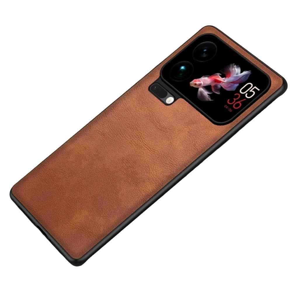 For Xiaomi 17 Pro Case Retro Leather Coated PC + TPU Phone Cover - Brown