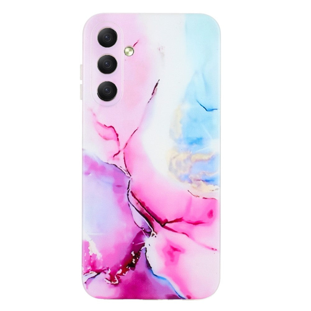 For Samsung Galaxy A57 5G Case Marble Pattern Painted TPU Phone Back Cover - Pink + Blue