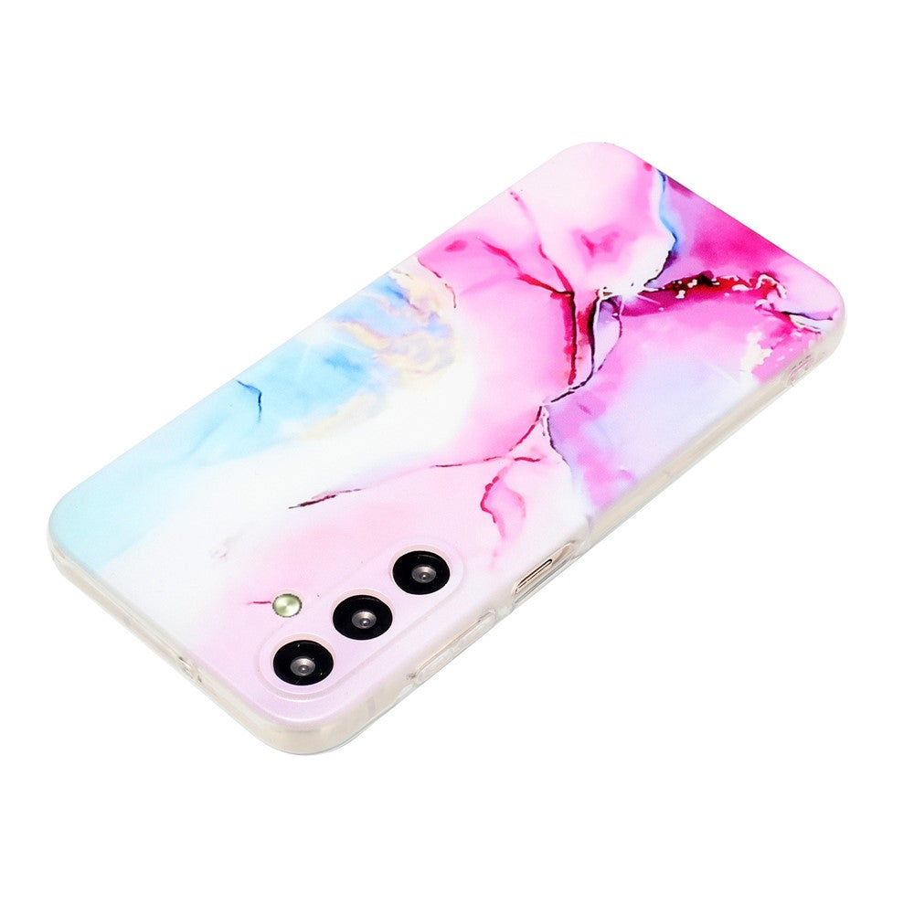 For Samsung Galaxy A57 5G Case Marble Pattern Painted TPU Phone Back Cover - Pink + Blue