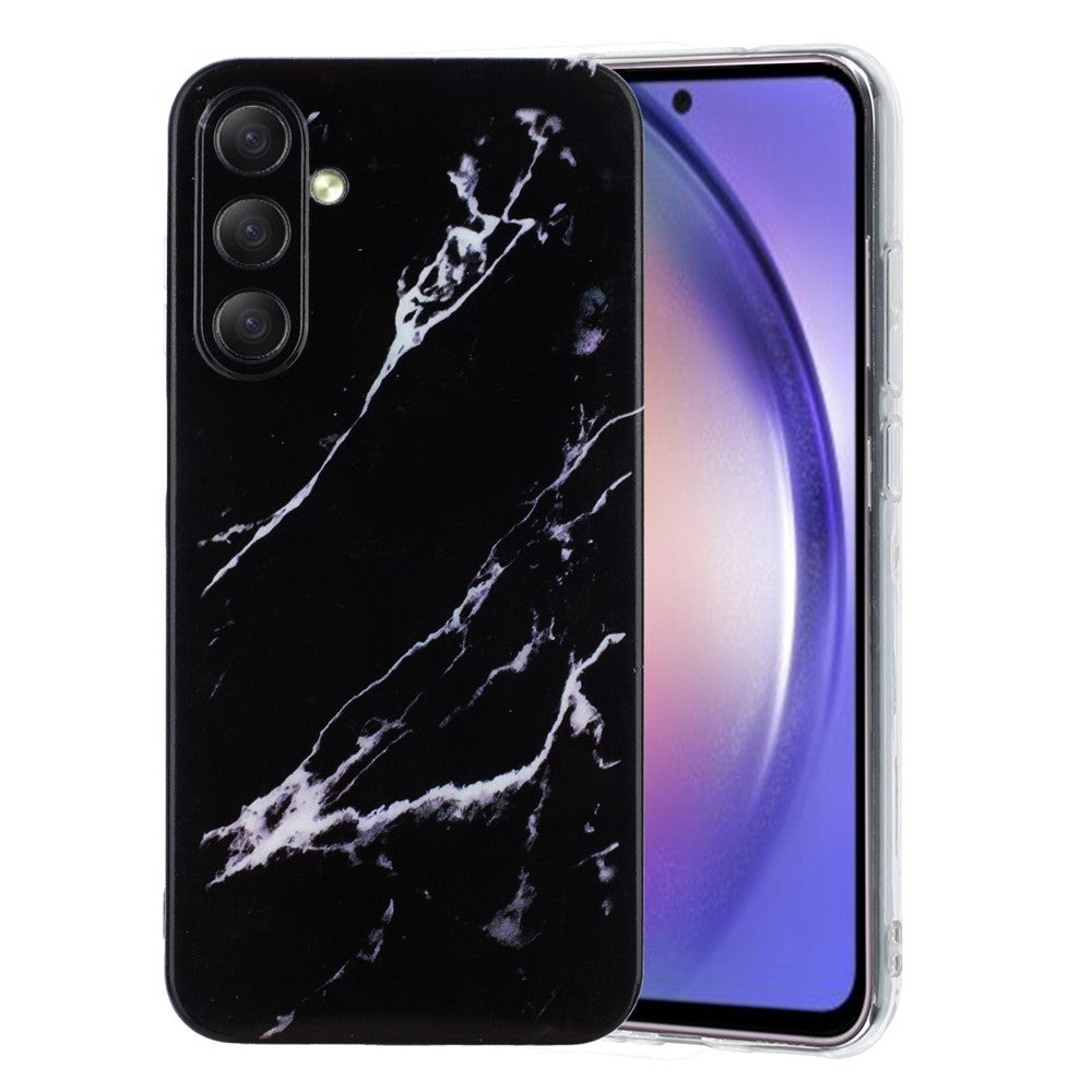 For Samsung Galaxy A57 5G Case Marble Pattern Painted TPU Phone Back Cover - Black