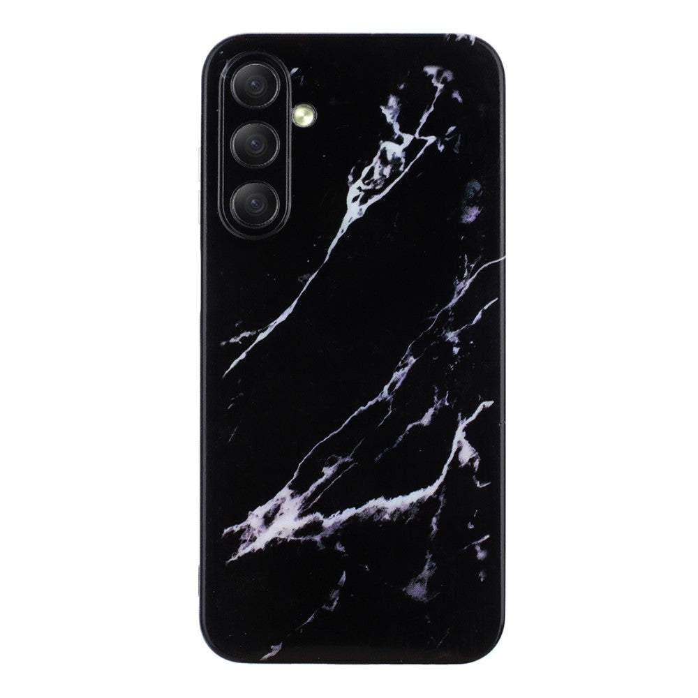 For Samsung Galaxy A57 5G Case Marble Pattern Painted TPU Phone Back Cover - Black