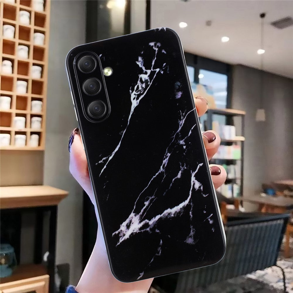 For Samsung Galaxy A57 5G Case Marble Pattern Painted TPU Phone Back Cover - Black