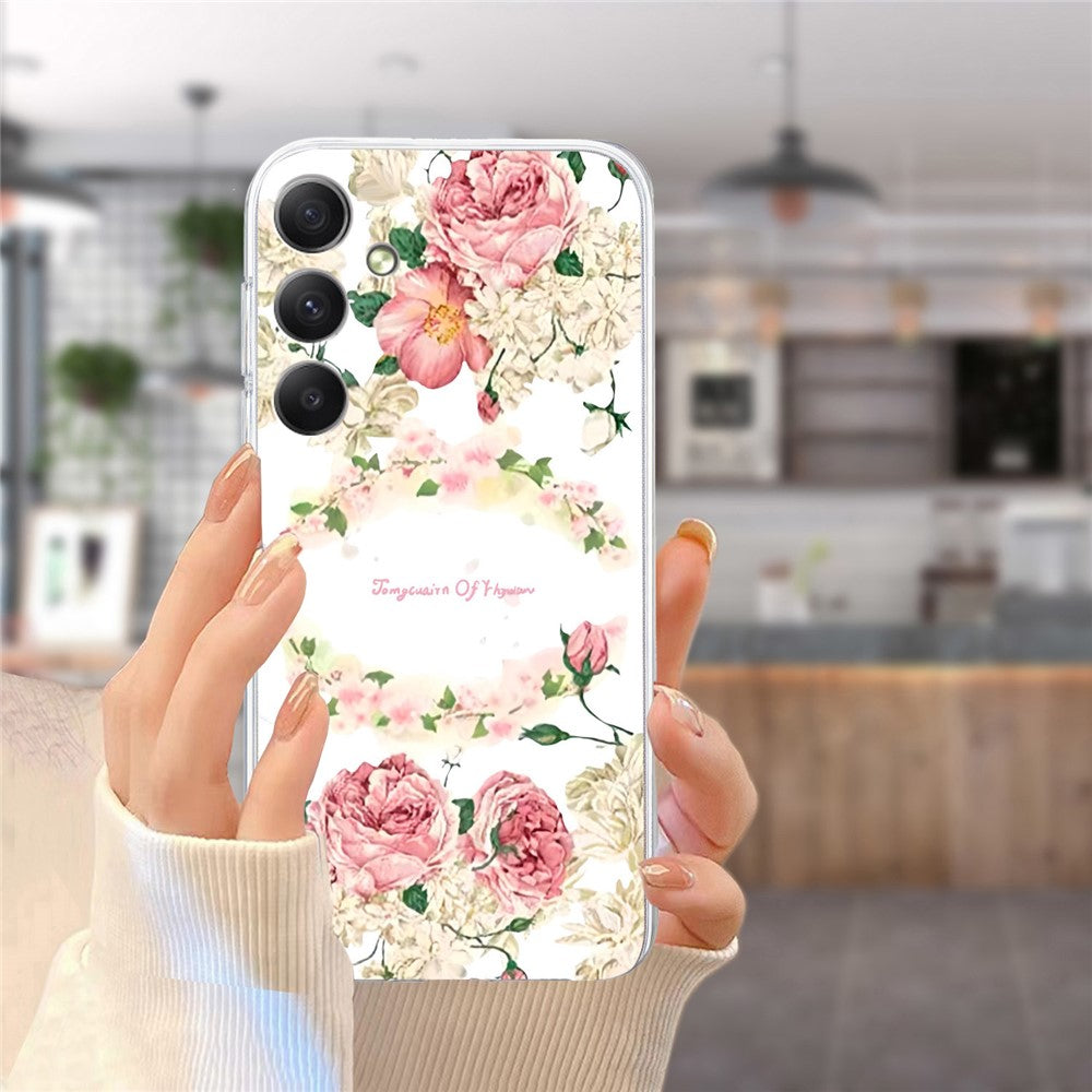For Samsung Galaxy A57 5G Case Soft TPU Pattern Printing Phone Cover - Rose