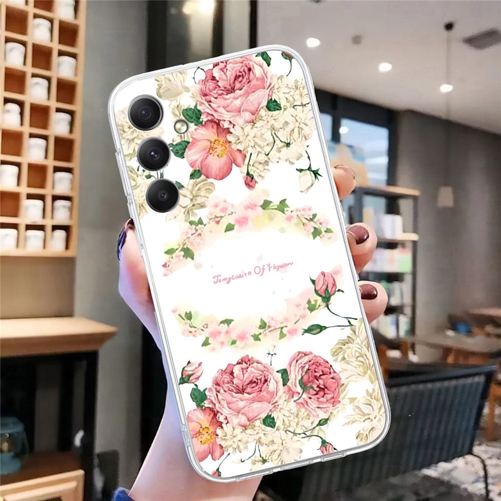 For Samsung Galaxy A57 5G Case Soft TPU Pattern Printing Phone Cover - Rose