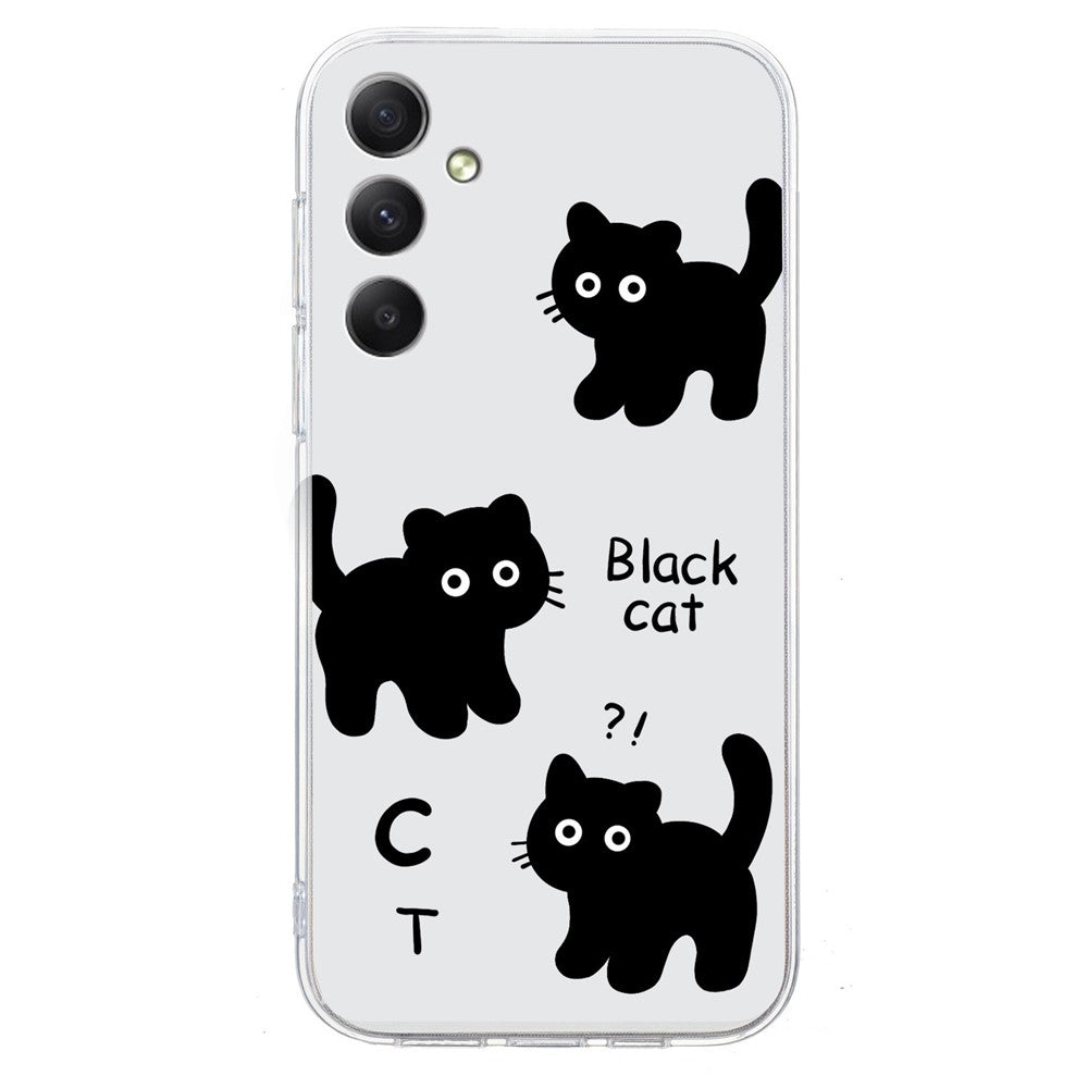For Samsung Galaxy A57 5G Case Soft TPU Pattern Printing Phone Cover - Black Cat