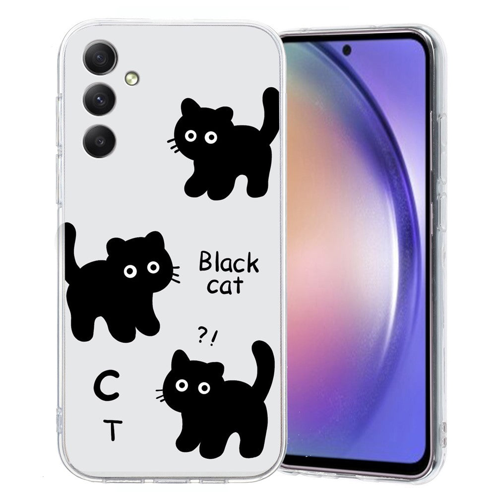 For Samsung Galaxy A57 5G Case Soft TPU Pattern Printing Phone Cover - Black Cat