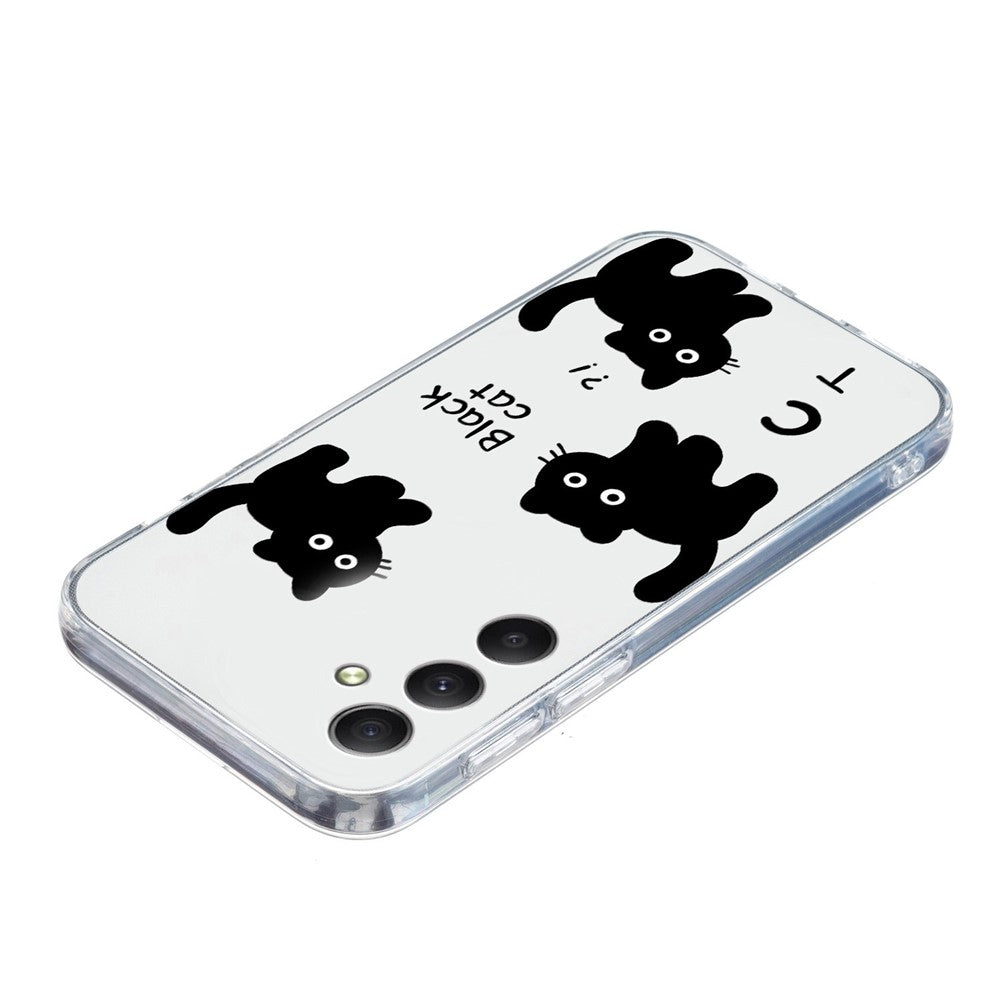 For Samsung Galaxy A57 5G Case Soft TPU Pattern Printing Phone Cover - Black Cat