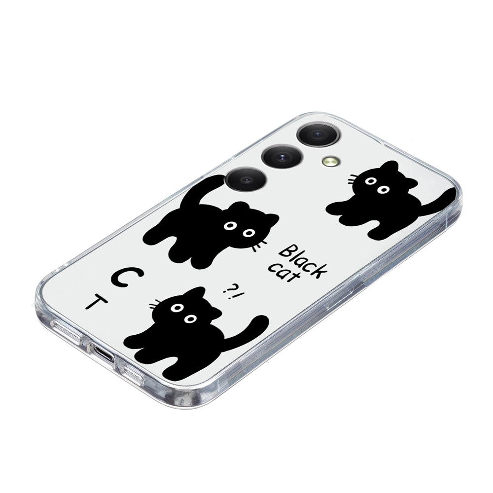 For Samsung Galaxy A57 5G Case Soft TPU Pattern Printing Phone Cover - Black Cat