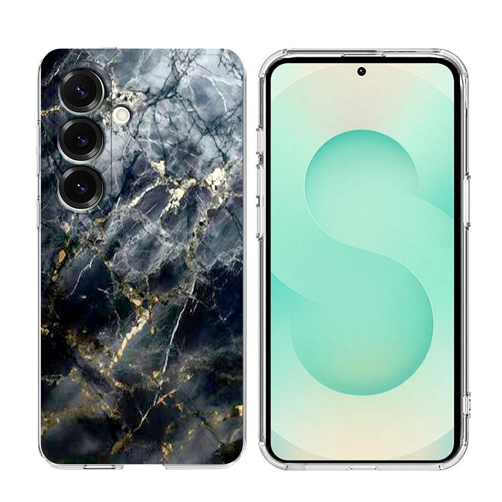 For Samsung Galaxy A57 5G Case Marble Pattern Printing Soft TPU Phone Cover - Black