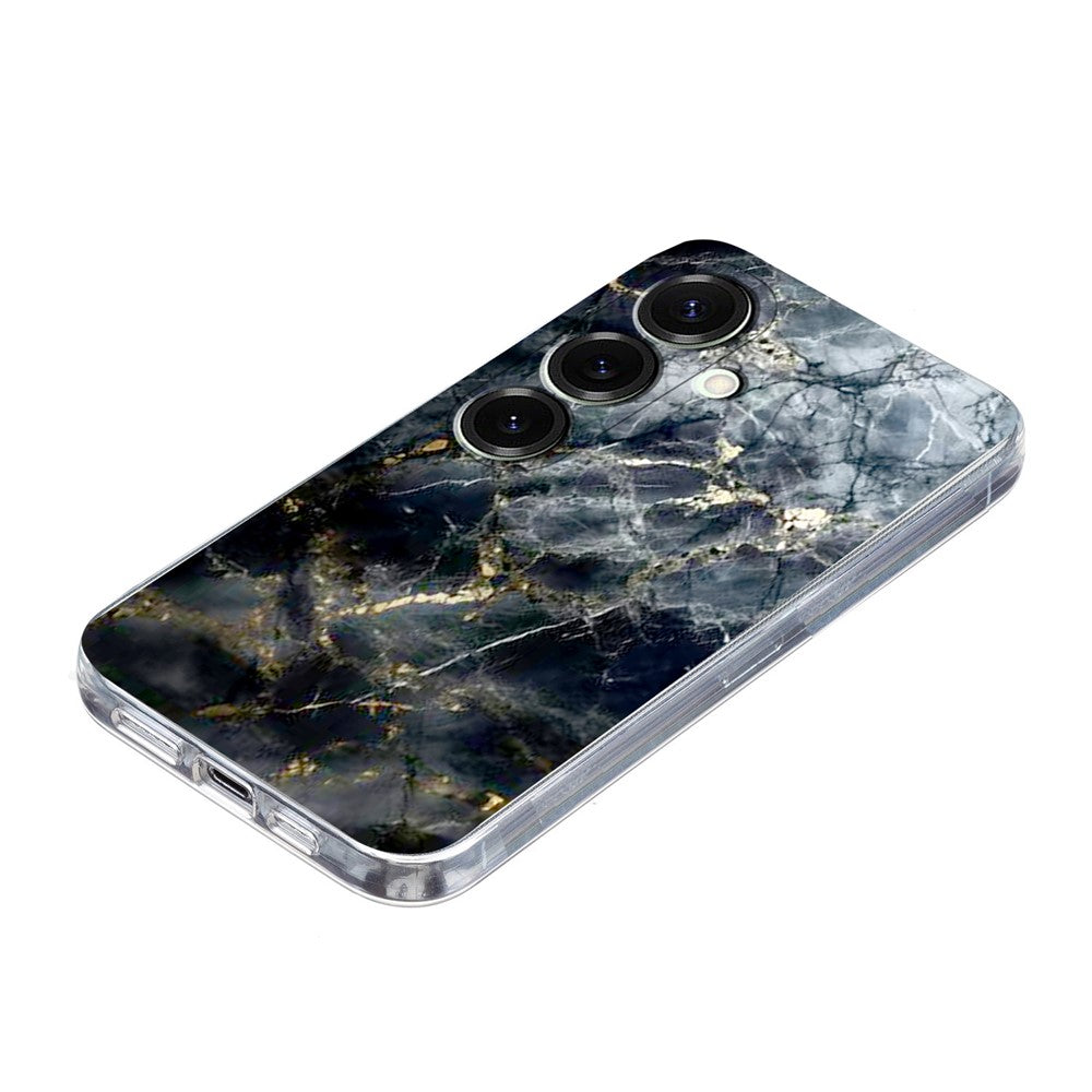 For Samsung Galaxy A57 5G Case Marble Pattern Printing Soft TPU Phone Cover - Black
