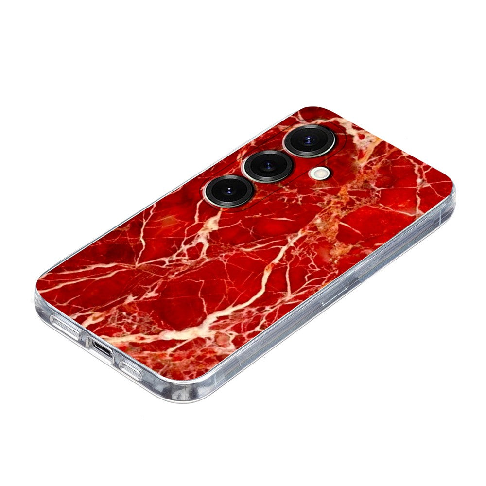 For Samsung Galaxy A57 5G Case Marble Pattern Printing Soft TPU Phone Cover - Red