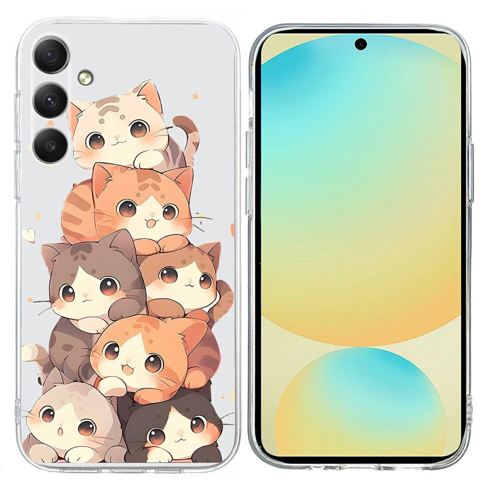 For Samsung Galaxy A57 5G Case Pattern Printing Shockproof Soft TPU Phone Cover - Multiple Kittens