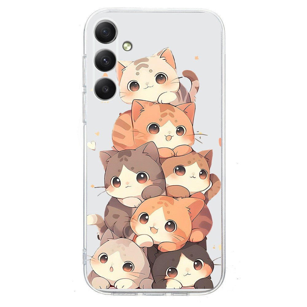 For Samsung Galaxy A57 5G Case Pattern Printing Shockproof Soft TPU Phone Cover - Multiple Kittens