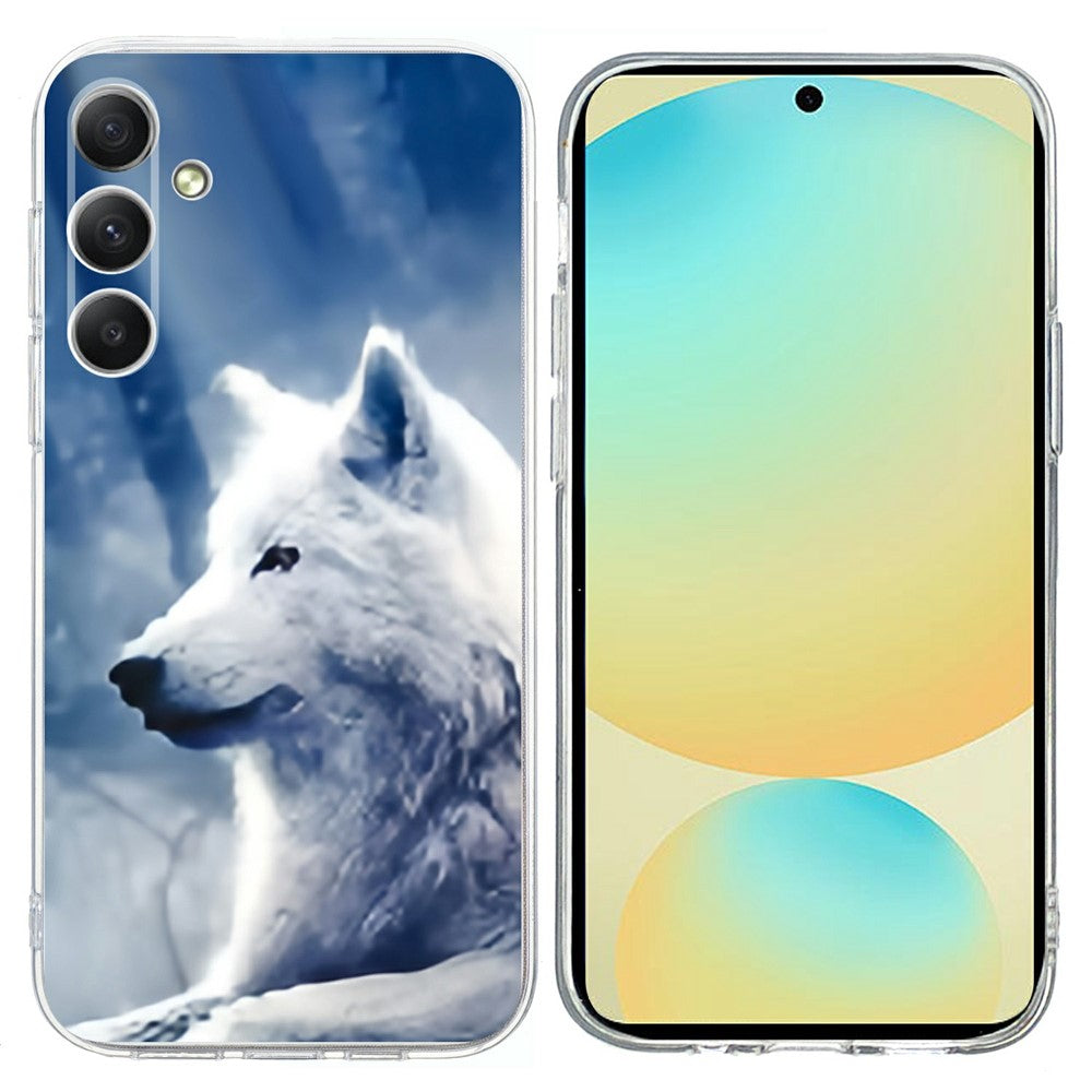 For Samsung Galaxy A57 5G Case Pattern Printing Shockproof Soft TPU Phone Cover - White Wolf