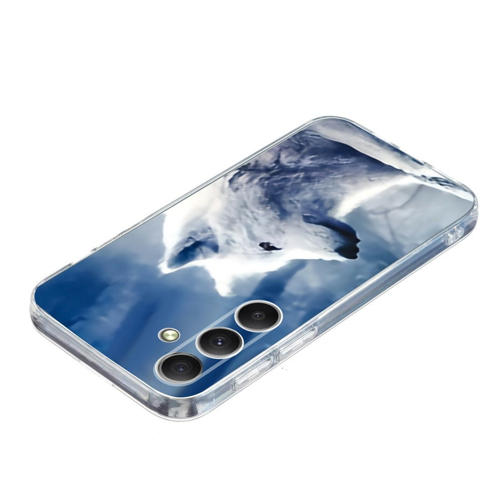 For Samsung Galaxy A57 5G Case Pattern Printing Shockproof Soft TPU Phone Cover - White Wolf