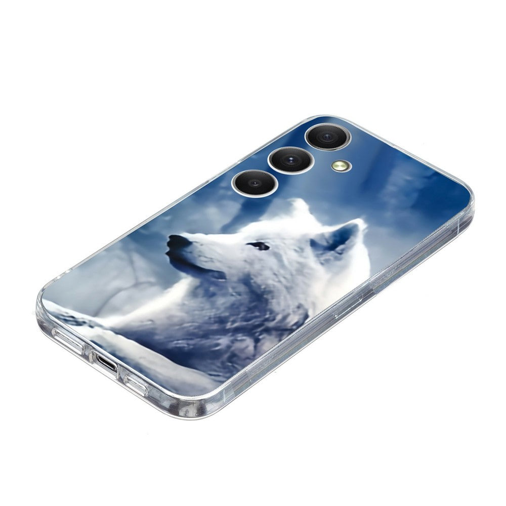 For Samsung Galaxy A57 5G Case Pattern Printing Shockproof Soft TPU Phone Cover - White Wolf
