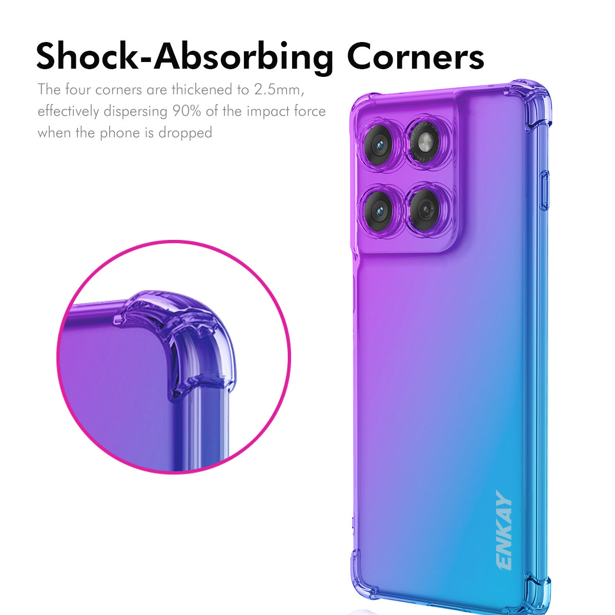 For Motorola Edge 70 5G TPU Case ENKAY Thickened Four Corner Drop-proof Phone Back Cover - Blue / Pink