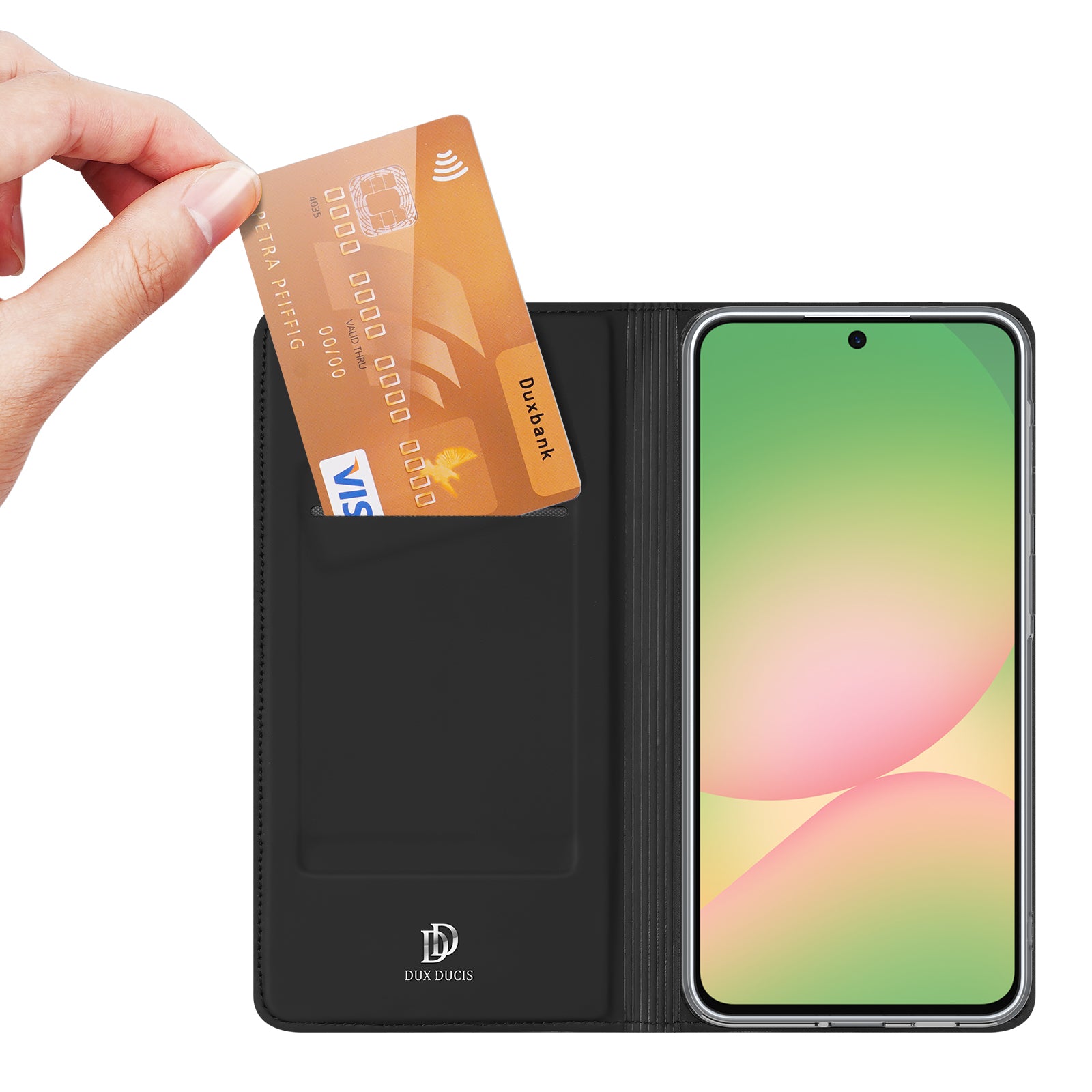 For Samsung Galaxy A57 5G Case DUX DUCIS Skin Pro Series Leather Stand Cover Card Holder - Black