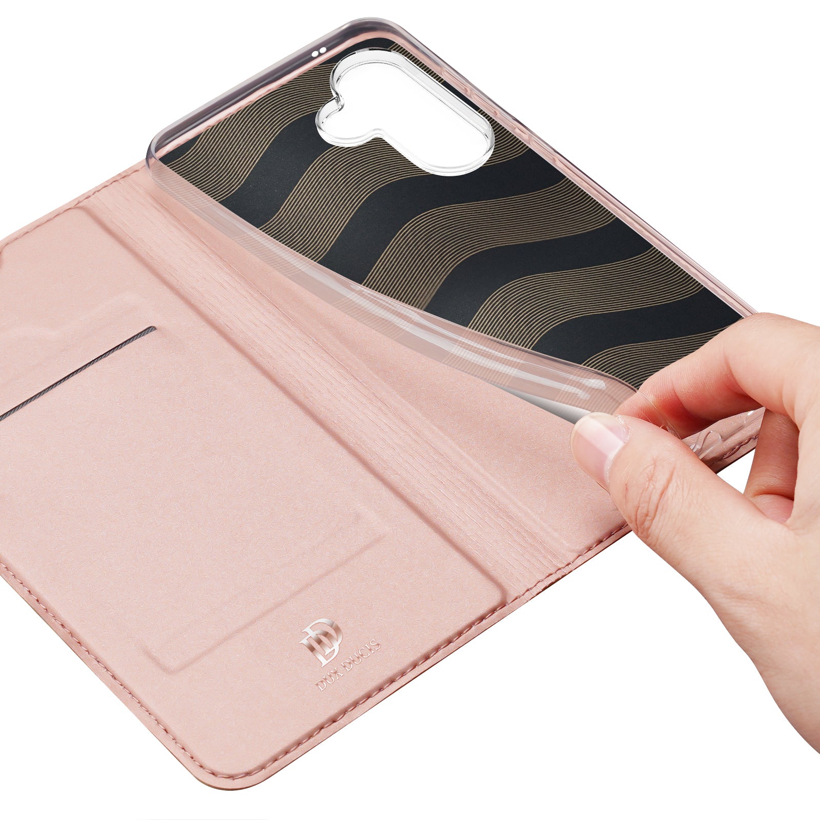 For Samsung Galaxy A57 5G Case DUX DUCIS Skin Pro Series Leather Stand Cover Card Holder - Pink