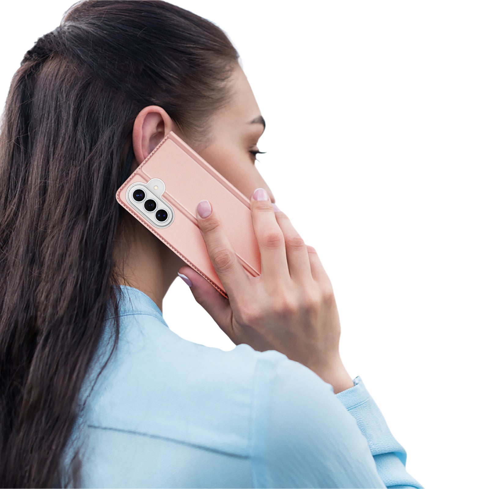 For Samsung Galaxy A57 5G Case DUX DUCIS Skin Pro Series Leather Stand Cover Card Holder - Pink