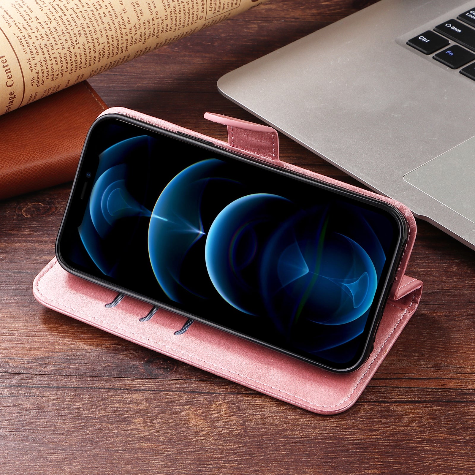 For Samsung Galaxy A57 5G PU Leather Cases with Zipper Pocket Wallet Phone Cover Stand - Pink