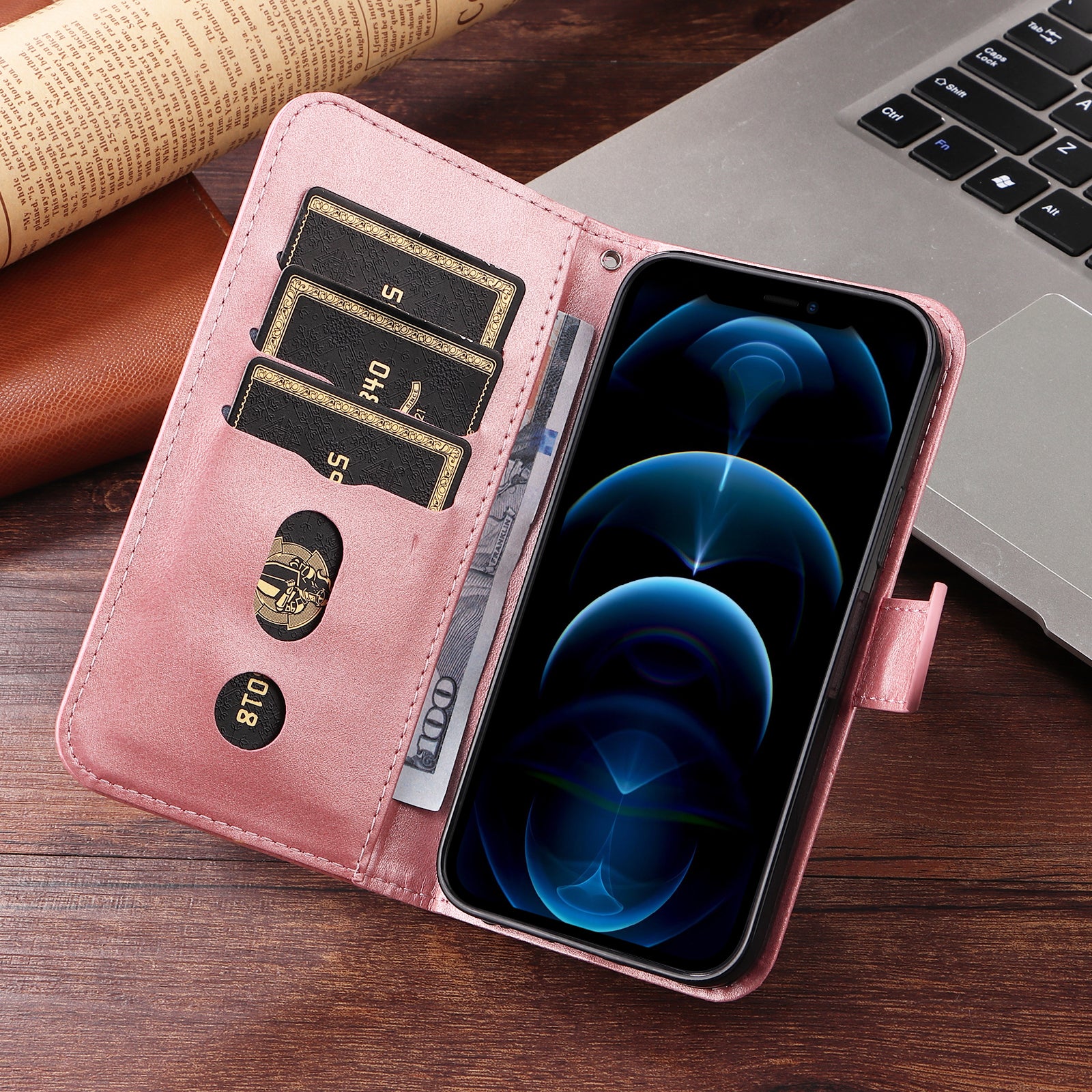 For Samsung Galaxy A57 5G PU Leather Cases with Zipper Pocket Wallet Phone Cover Stand - Pink